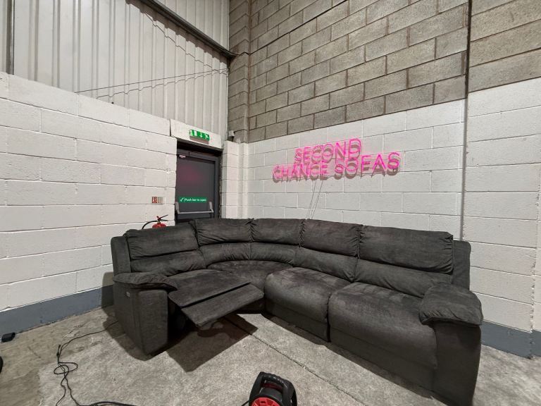 Grey double electric recliner corner sofa (with USB) from oak furniture land DELIVERY AVAILABLE 