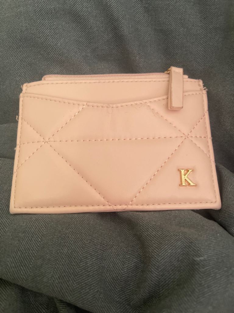 K Quilted Card Holder / Small Purse - Pink, As New
