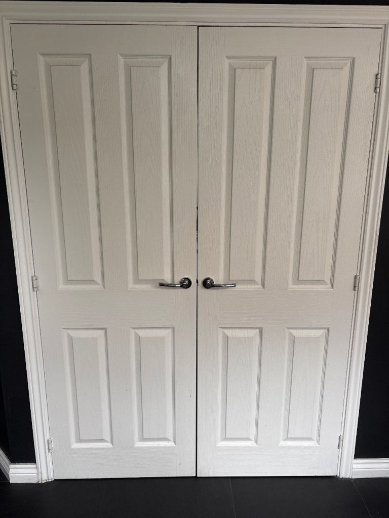Pair of White Internal Fire Doors with Handles