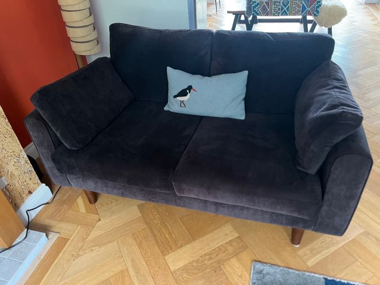 2 seater deep sofa in black