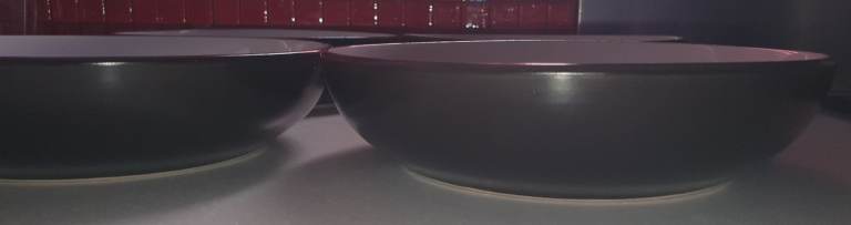 4x Black Heavy Dishes Bowls Curry Salad Dinner 21.5cm diameter 5cm deep