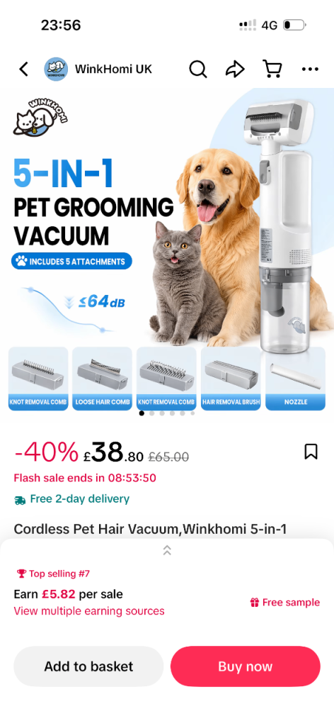 Pet grooming vacuum 