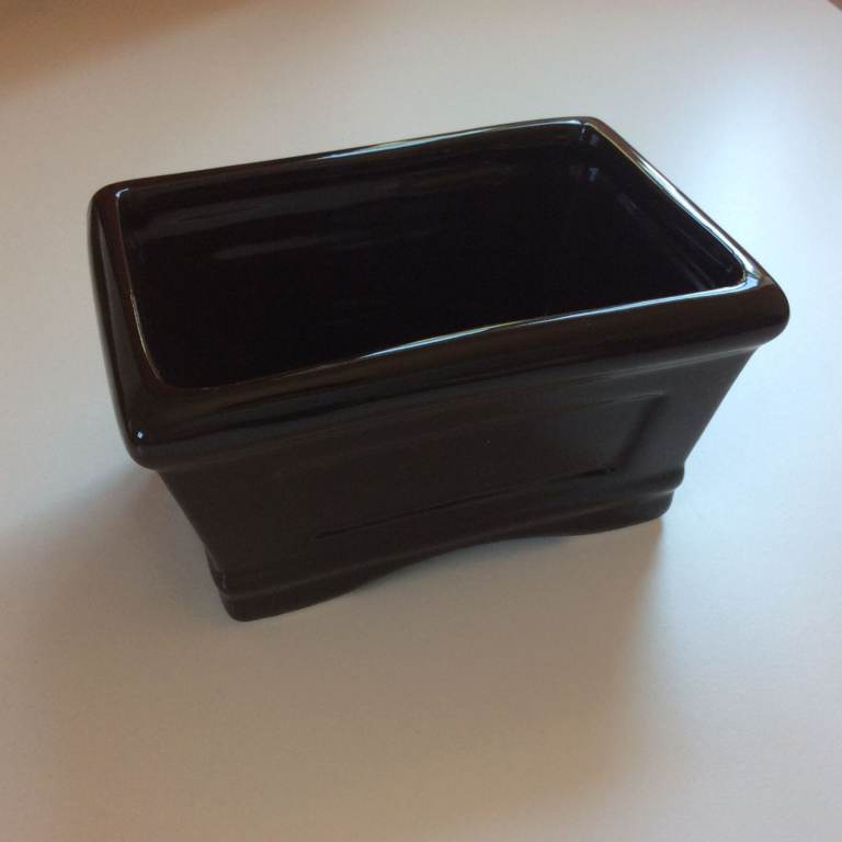 Black ceramic Bonsai cachepot planter pot - Rectangular - Small 15.5cm/6''