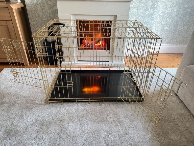 Lords & Labradors Large Dog Crate (Champagne) + Regency Stripe Cover & Box Bed