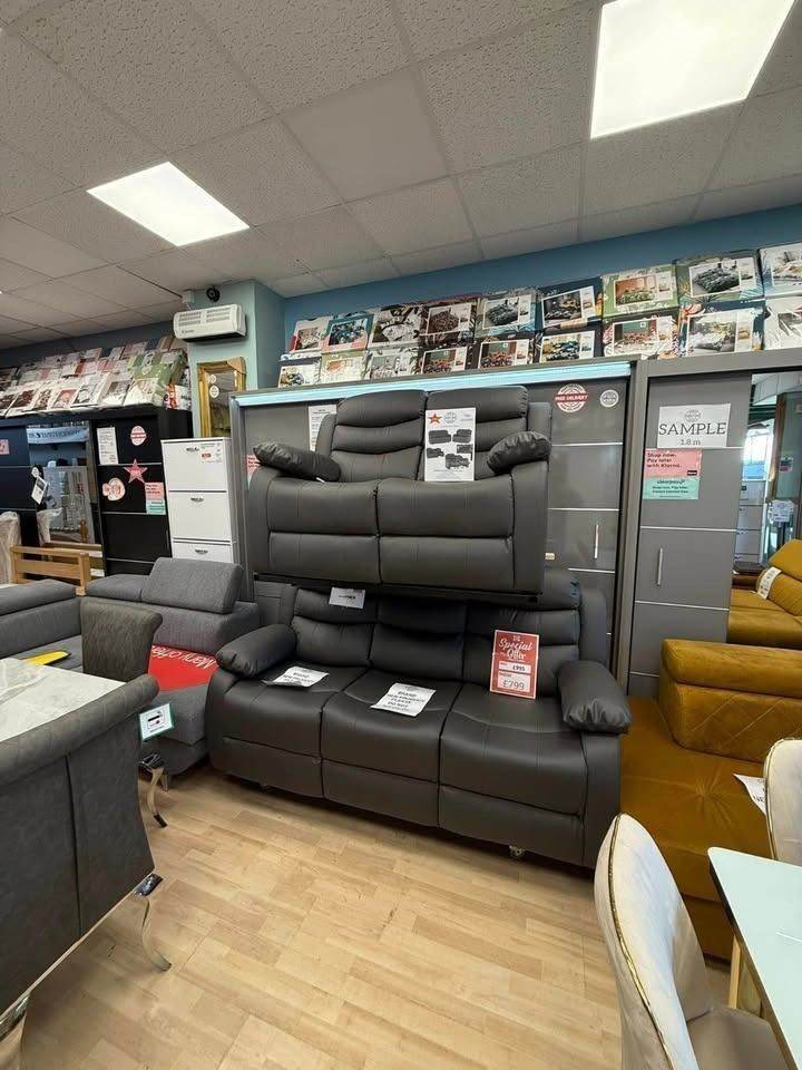 C O D 🚚 Exclusive Roma Recliner Corner Sofa & 3+2 Seater Real Leather 25% OFF Booking Now **