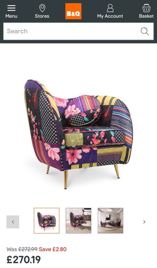 Fabric Patchwork Sofia Accent Chair