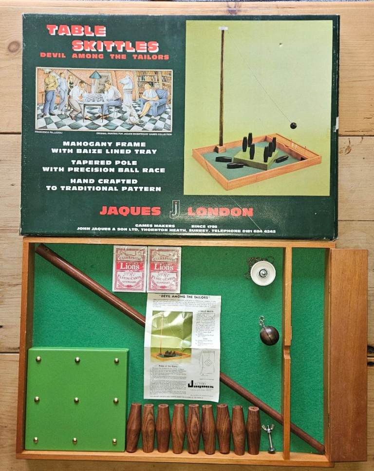 Vintage Jaques of London Table Skittles - Complete 1990s "League Model" Pub Game