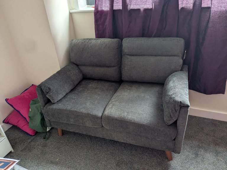 Comfy Grey Two-Seater Sofa – Good Condition