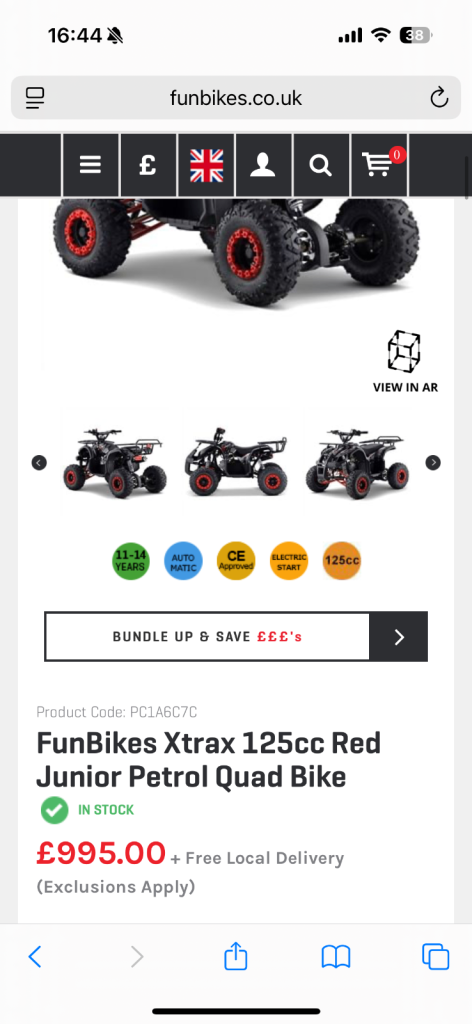 XTrax 125cc Junior Quad bike