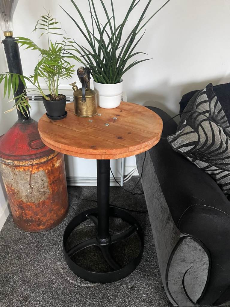 Upcycled Vintage Cast Iron Wheel Bistro Table