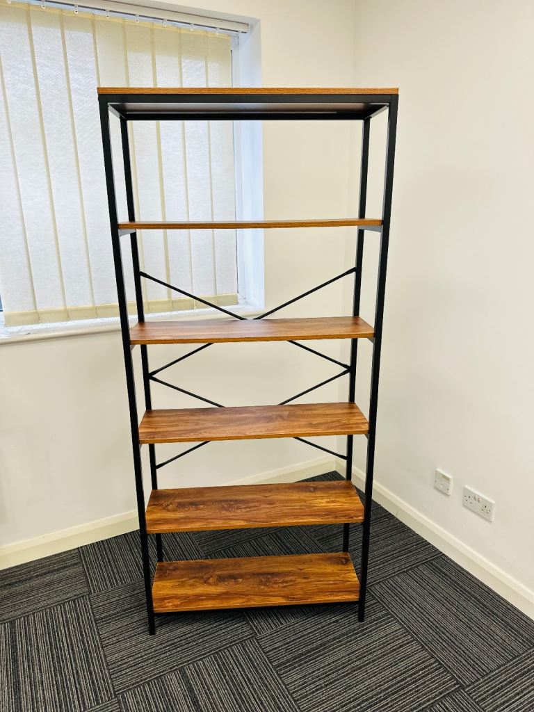 180cm Bookcase Wood Bookshelf 5 Tier Industrial Storage Display Shelving Unit (small damage)