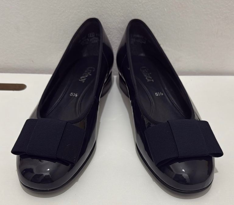 Gabor 'Assist' Black Patent Leather Bow Ballet Flats - Size 5.5 (38.5) NWOT 