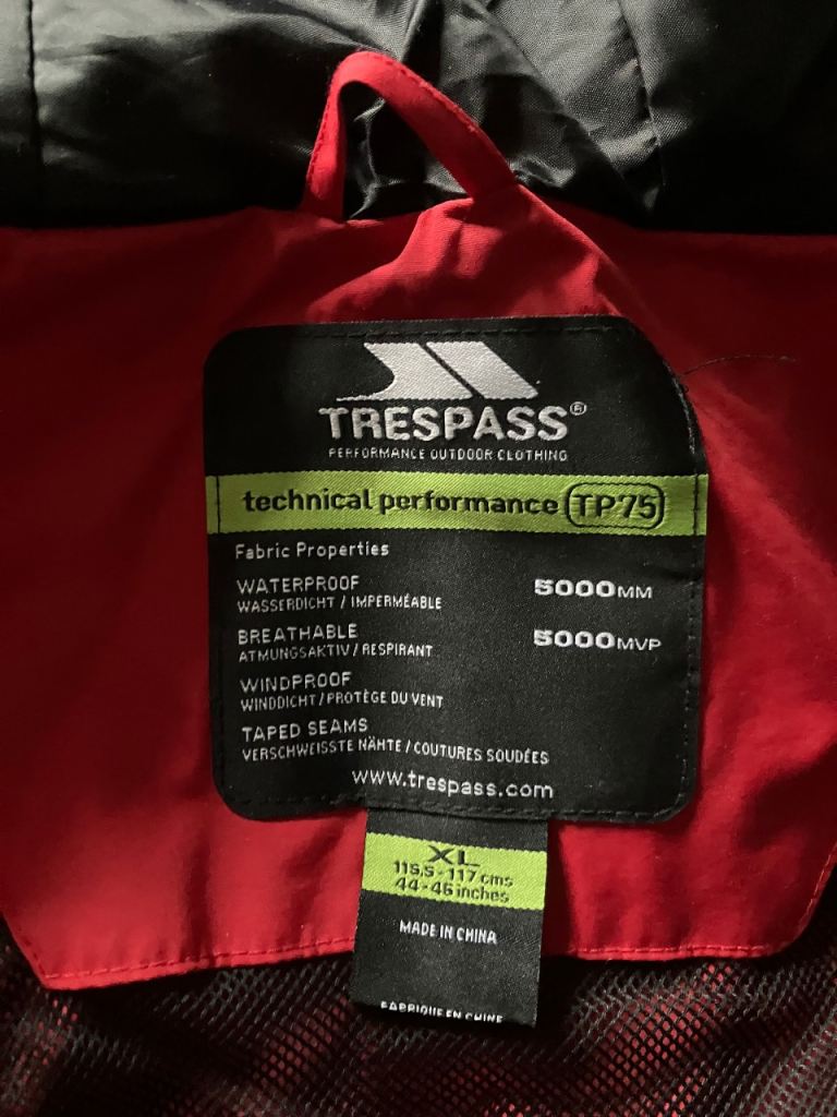 Trespass X Large Red Waterproof Jacket