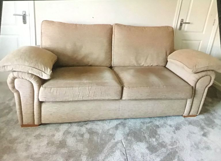 Comfortable Beige  Three and Two-Seater Sofas - Good Condition