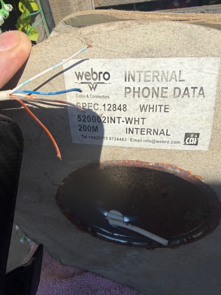 Webro Internal Phone Data Cable – White, approx 100m left on reel New