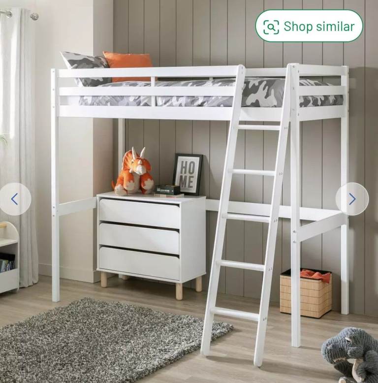 High Sleeper Single Bed – White, Good Condition