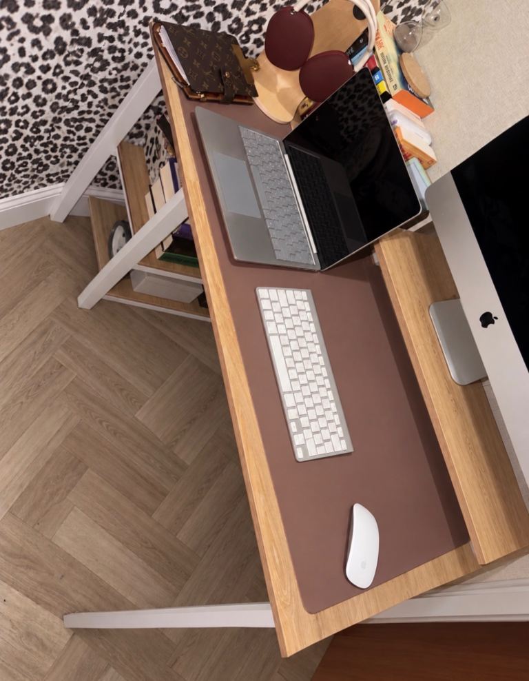White and beach wood effect desk 