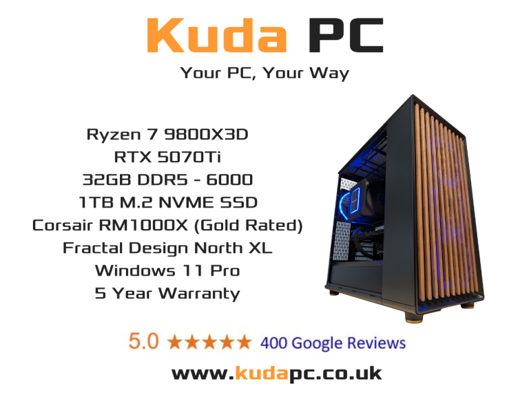 GAMING PC - 9800X3D - RTX 5070Ti - 32GB RAM - 1TB SSD - KUDA PC - 5 YEAR WARRANTY - RGB