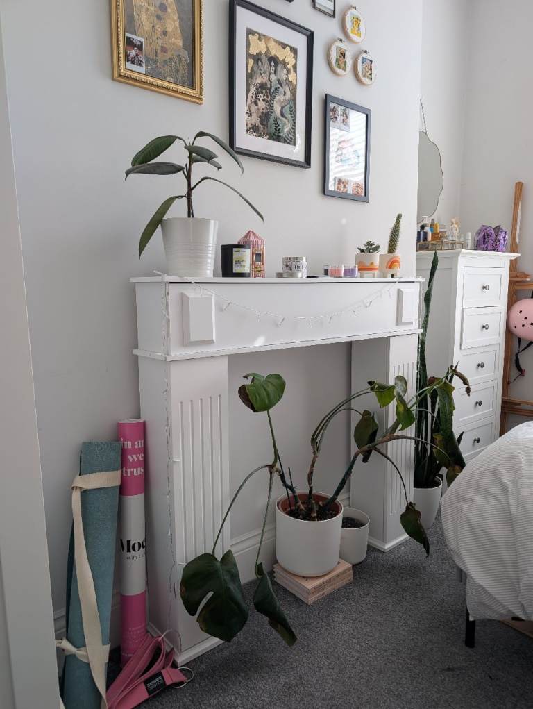 Faux fireplace with storage