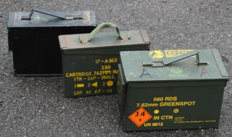 3 x British Army Ammo Boxes/Cases 7.62MM Storage Boxes Tins