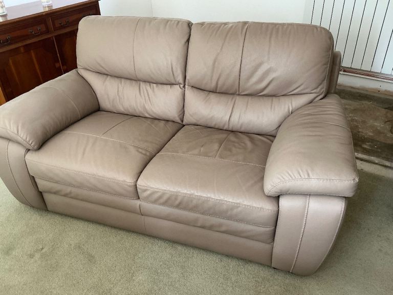 Marinelli Home Italian Leather 2 Seater Sofa - Taupe, Excellent Condition