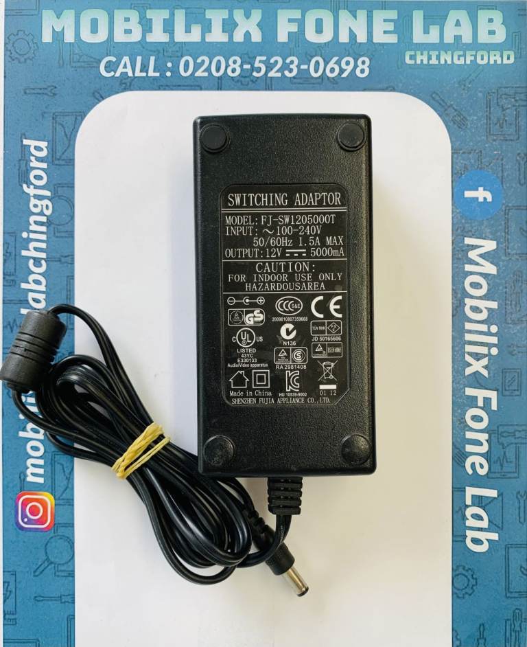 Barrel Plug AC/DC Adapter for Model FJ-SW1205000T Output 12V 5000mA Power Adapter UK Plug Connecter