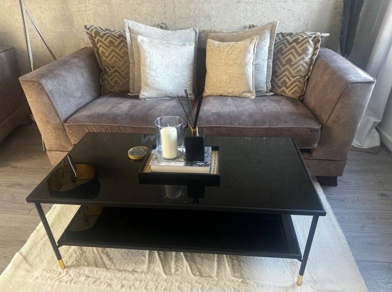 Black Coffee Table with Storage Shelf – Good Condition