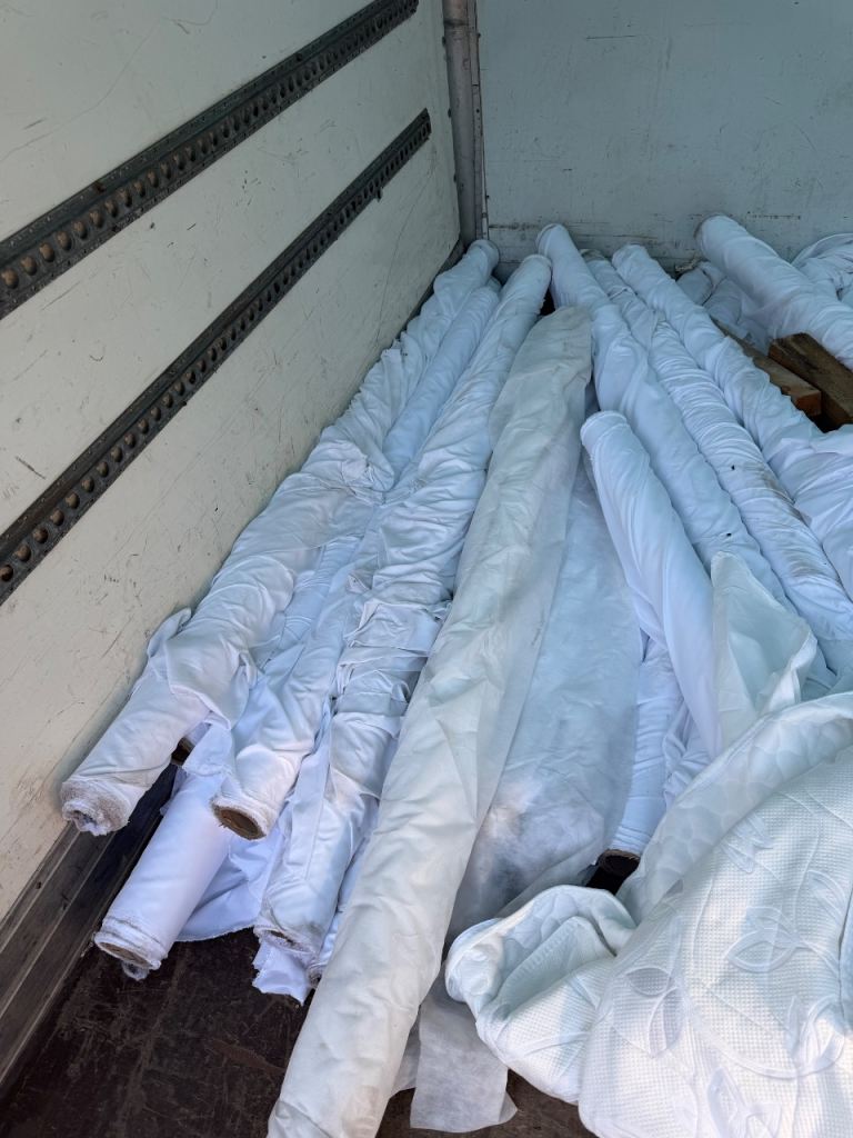 Large Quantity White Fabric Rolls & Bedding – Various Sizes