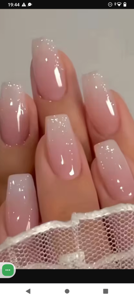 image for 24pcs of rectangular long press-on fake nail stickers in pink fashionable & 1 nail file & 1 jell