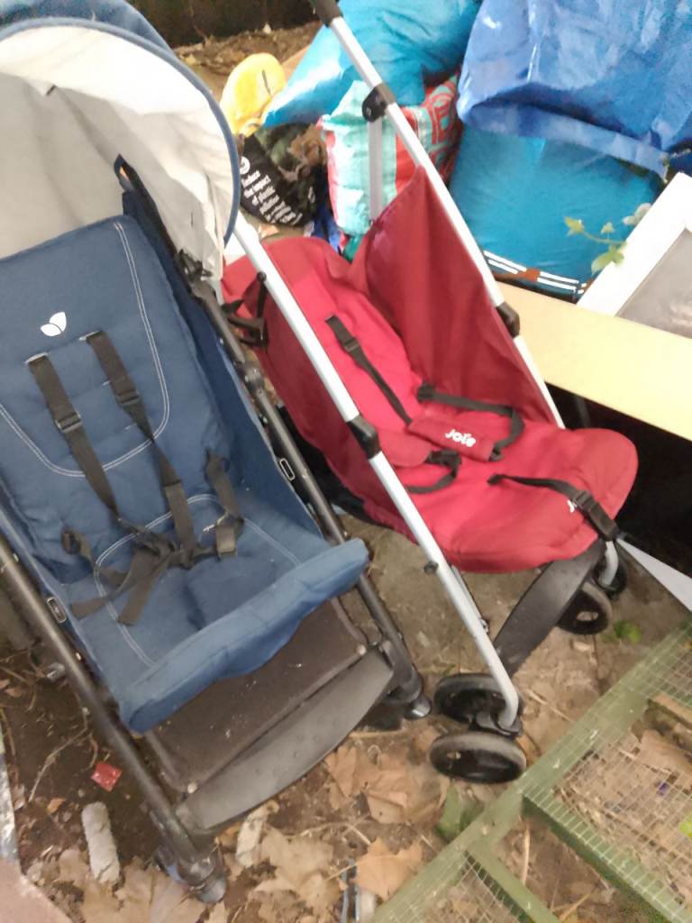 Pair of Joie Buggies – Blue and Red, Fair Condition