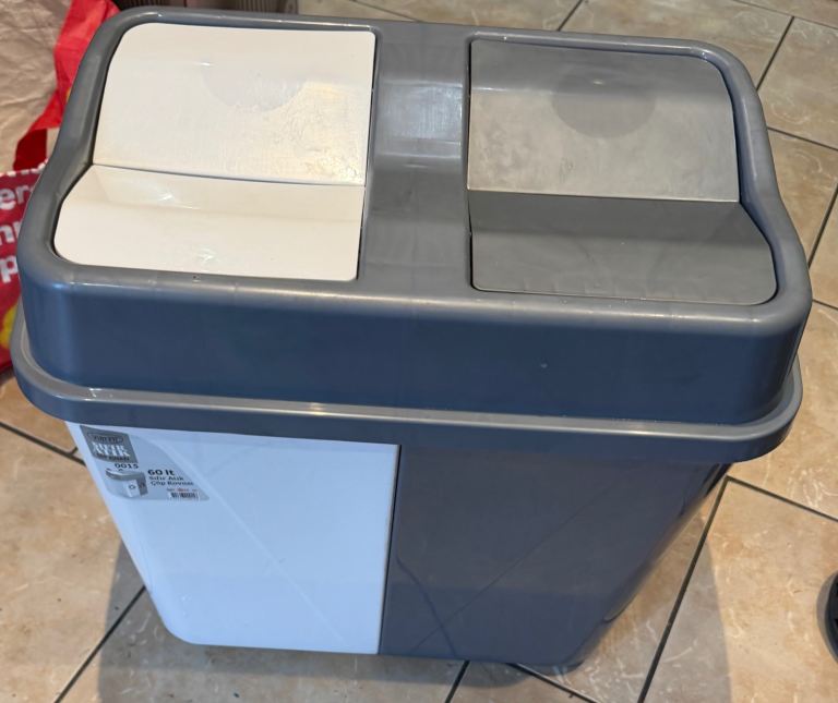URBNLIVING 60L Duo Kitchen Bin, 2 Compartments With Base Connectors