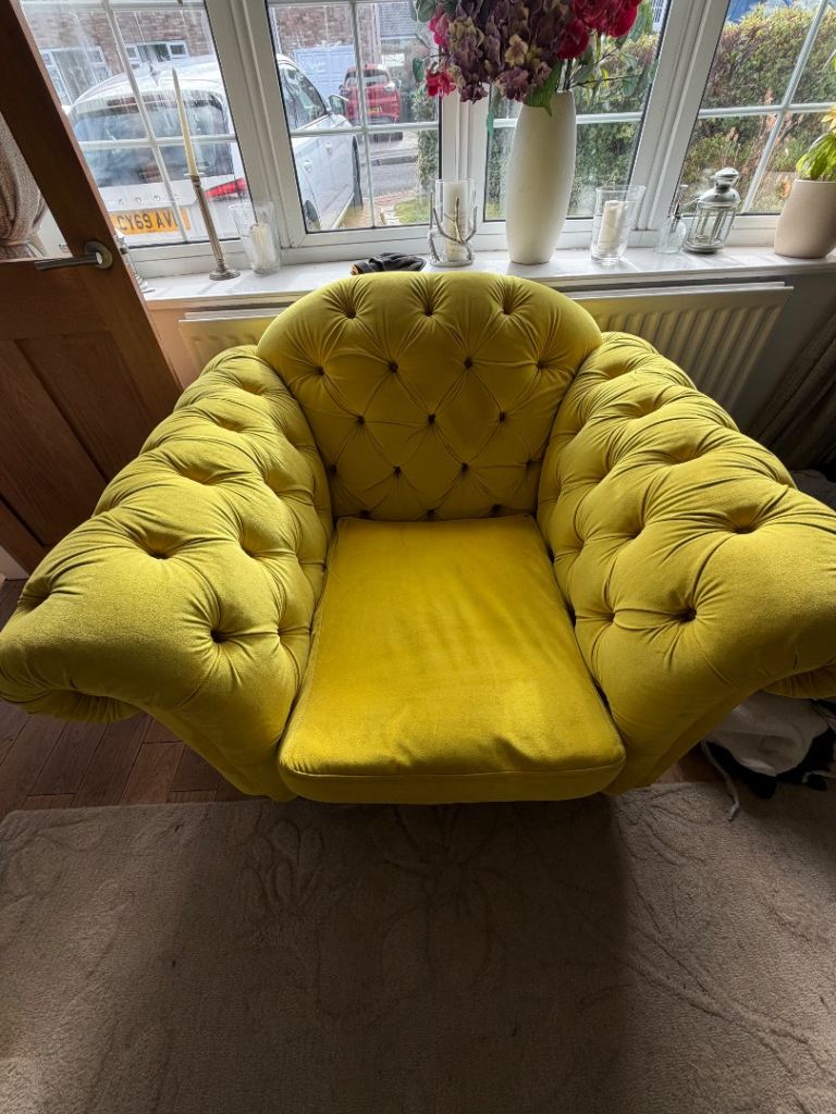 Joules Windsor yellow velvet armchair