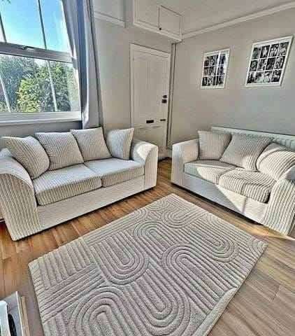 Cream Jumbo Cord 2-Seater and 3-Seater Sofas –