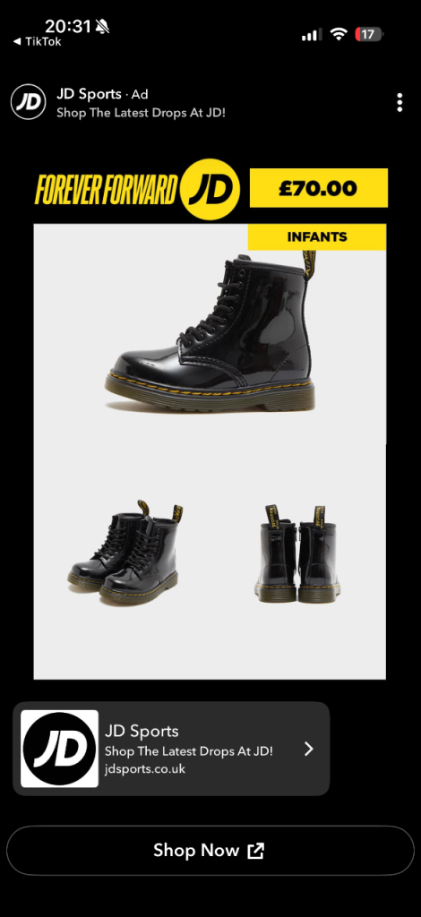  Size 7 New Dr. Martens Infants Black Patent Boots