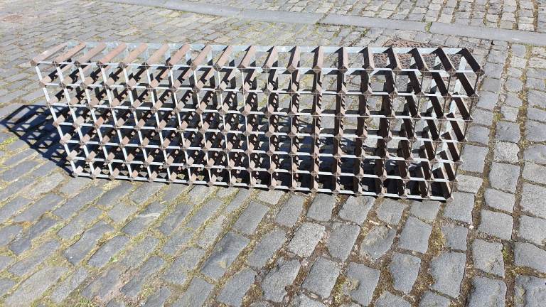 Vintage Wooden Galvanised Metal Frame Wine Rack 126-114 Bottle Holder Cellar