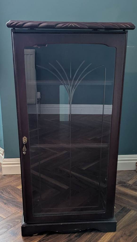 John E Coyle Mahogany Hi-Fi Cabinet Rope Edge Glass Door - Good Condition