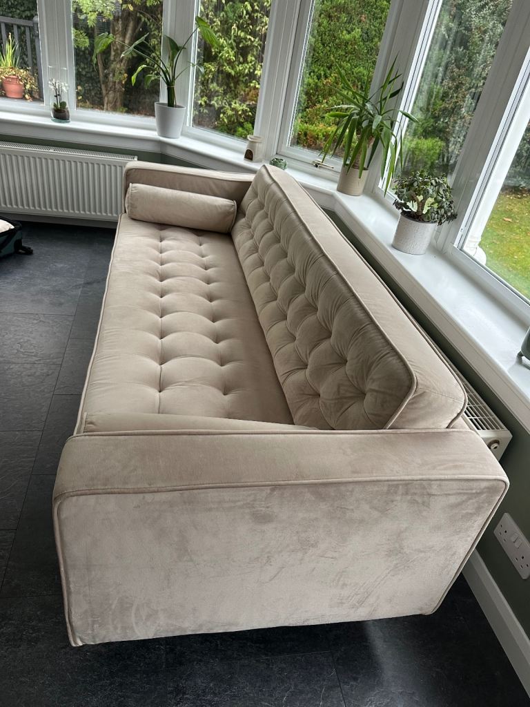 Suede Sofa on wooden legs