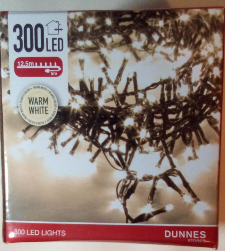 image for 300 Static LED Warm White Christmas Lights Lead 12.5meters