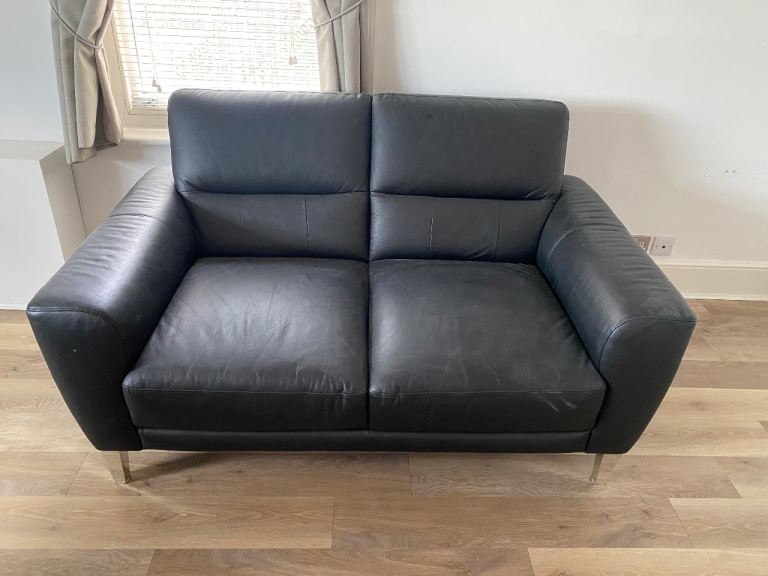 Black Leather Sofa - Excellent condition