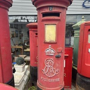 Original Red Edward 7th Cast Iron Royal Mail Pillar Box