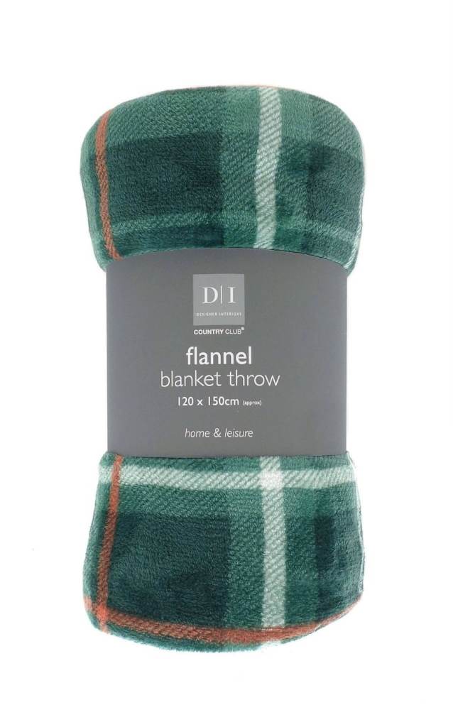Green Tartan Flannel Blanket Throw 