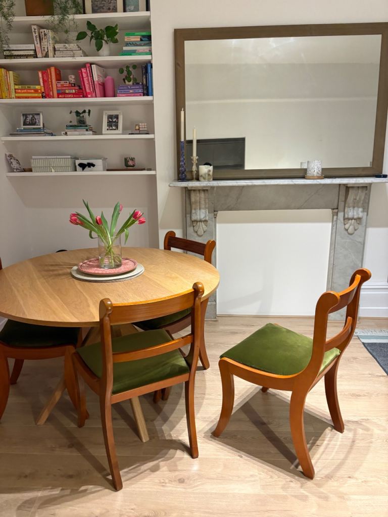 4 x velvet mid century chairs 