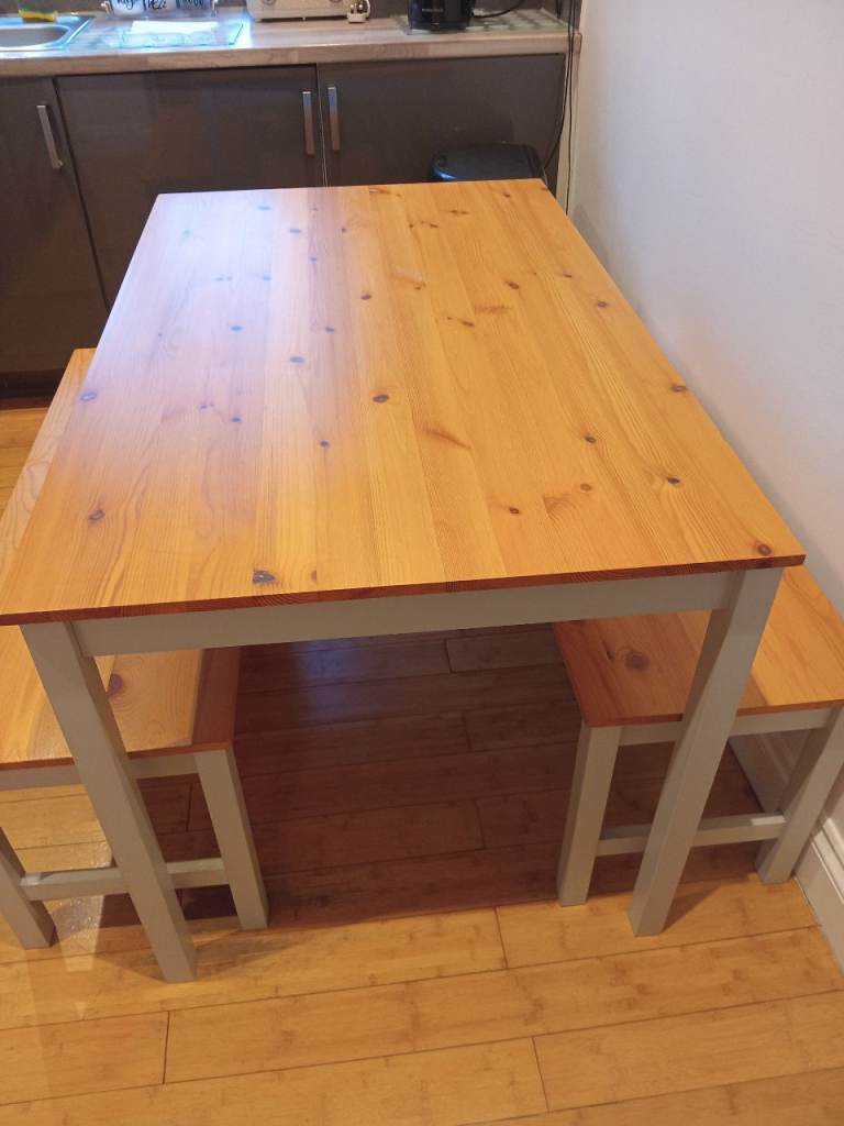 table and 2 benches