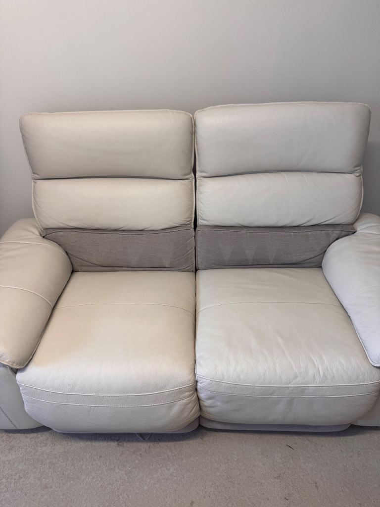 2x leather sofa white and grey
