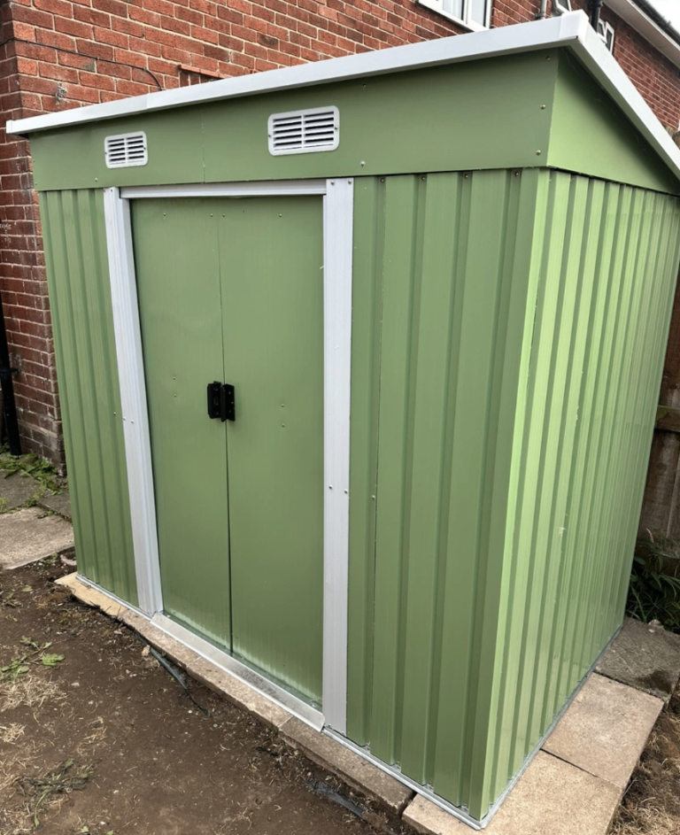 6x4 Feet Metal Shed with Lockable Doors for Garden Equipment and Tools