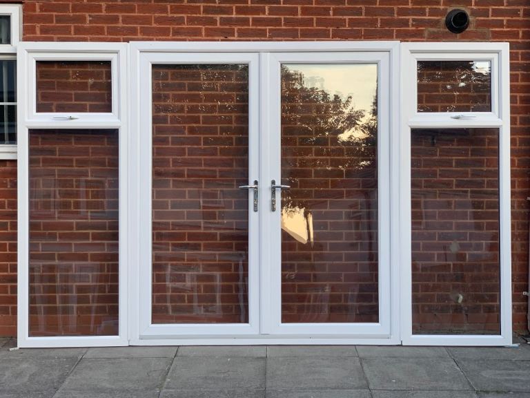 UPVC DOUBLE GLAZED FRENCH PATIO DOOR WITH DETACHABLE SIDE PANELS 335cm W 207cm H Can Deliver