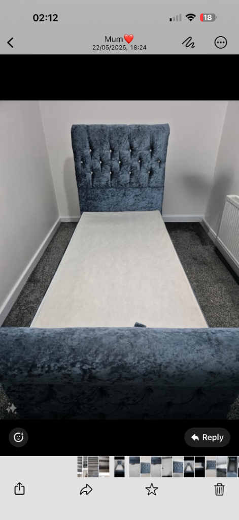 Crushed Velvet Diamond Single Bed