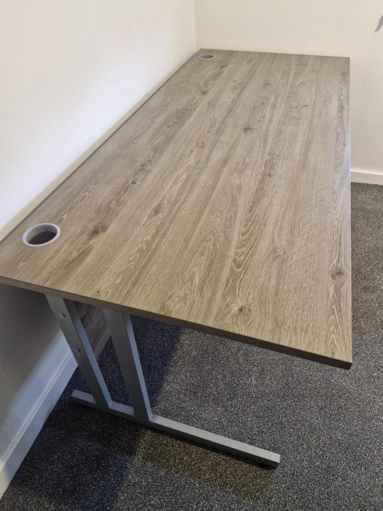 Grey woodeffect cantilever office desk (15 available)  1800 x 800 - £115 each
