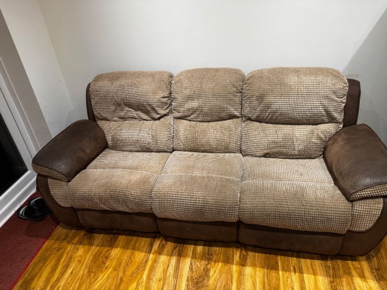 (SOLD) 3 Seater Brown Sofa 