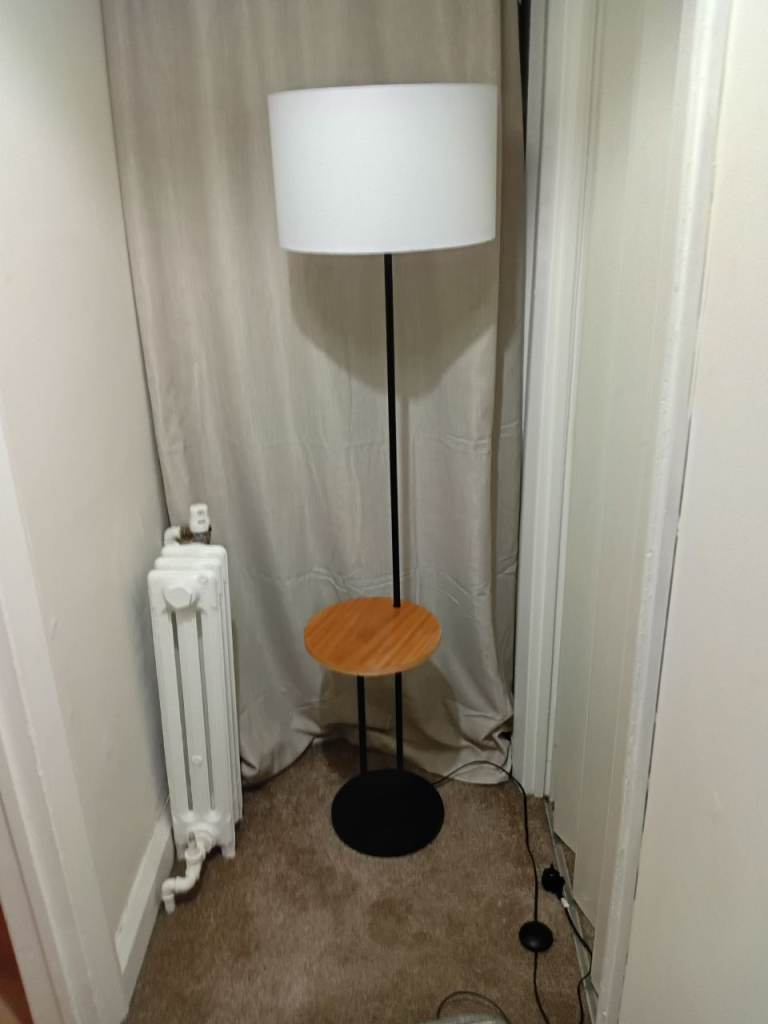 Tall standing lamp with table 